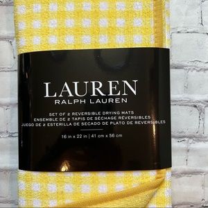 NWT Ralph Lauren - 2 Yellow Gingham Reversible Dish Drying Mats